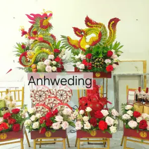 6 mâm quả rồng phụng tone đỏ