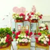 5 Mâm quả hiện đại tone đỏ mix sen trắng