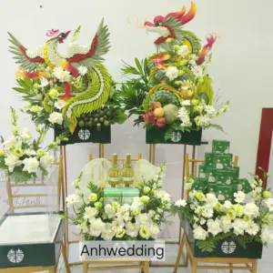 5 mâm quả rồng phụng tone xanh