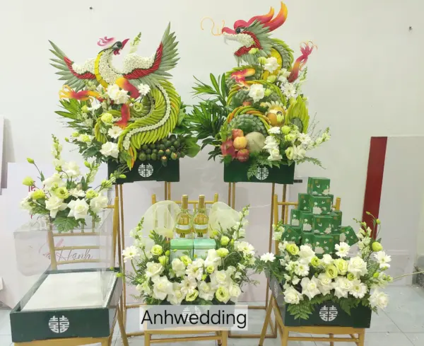 5 mâm quả rồng phụng tone xanh