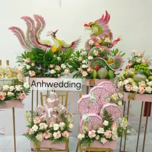 6 mâm quả rồng phụng tone hồng